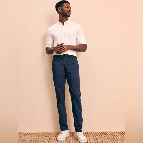 Faherty Men’s Movements Five Pocket Pants Navy Size 38 Lightweight Business Wear - Picture 2 of 10